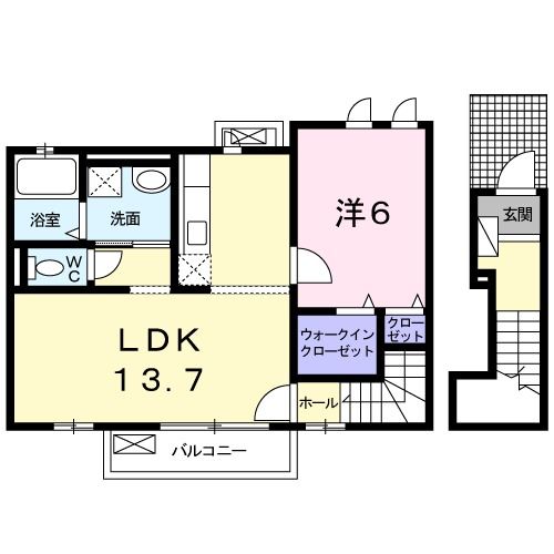 宮城県大崎市古川字本鹿島（アパート）の賃貸物件の間取り