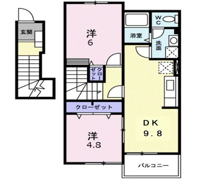 小城市牛津町下砥川のアパートの間取り