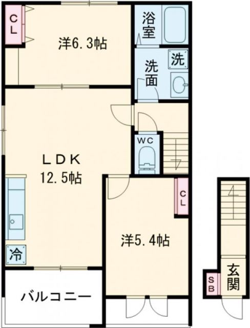 水戸市内原町のアパートの間取り