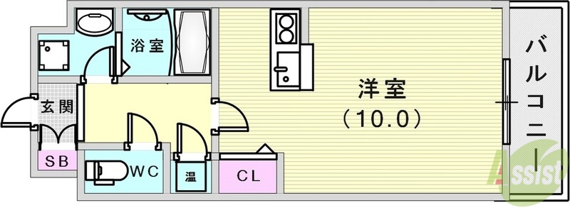 神戸市中央区下山手通のマンションの間取り