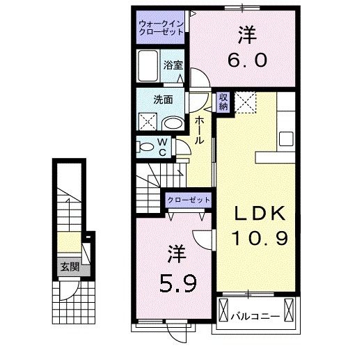 名張市大屋戸のアパートの間取り