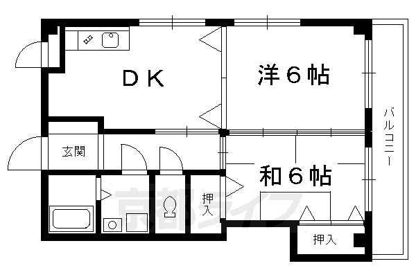 京都市伏見区深草秡川町のマンションの間取り