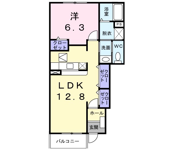 エーデルハイムツバサＡの間取り