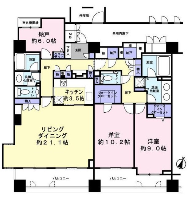 港区西麻布のマンションの間取り