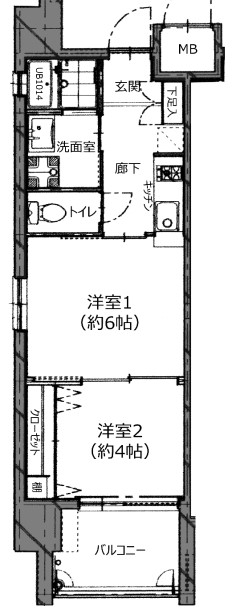 広島市南区段原のマンションの間取り