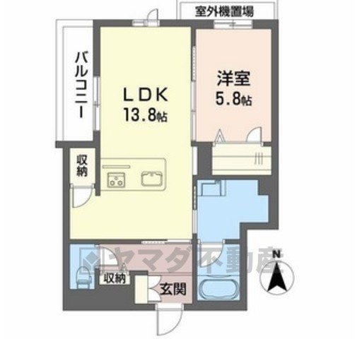 箕面市瀬川のマンションの間取り