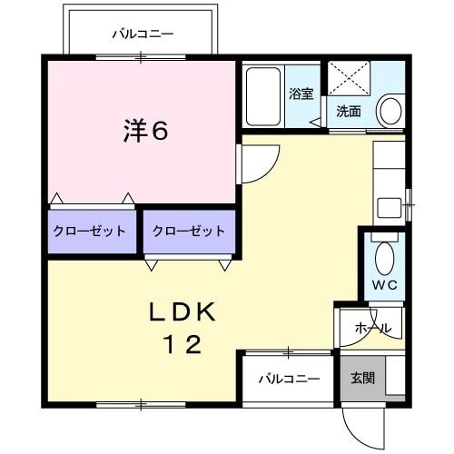 京都市西京区桂徳大寺東町のアパートの間取り