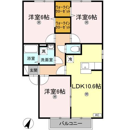 高松市春日町のアパートの間取り