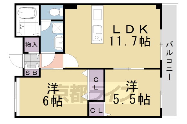 亀岡市篠町篠のアパートの間取り