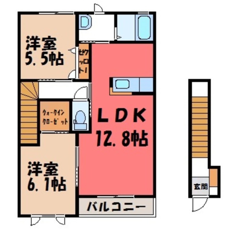 【筑西市榎生のアパートの間取り】