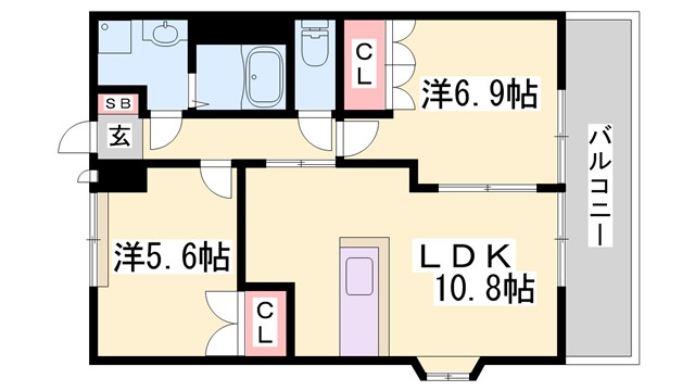 ハイツ石楠花の間取り