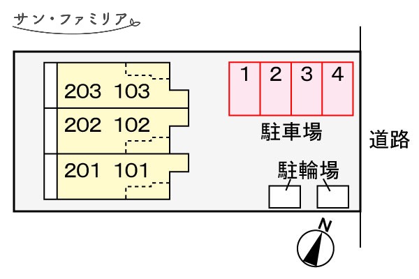 【豊橋市往完町のアパートの駐車場】