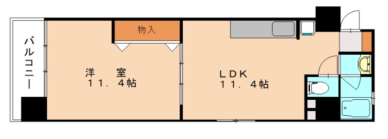 北九州市小倉北区古船場町のマンションの間取り