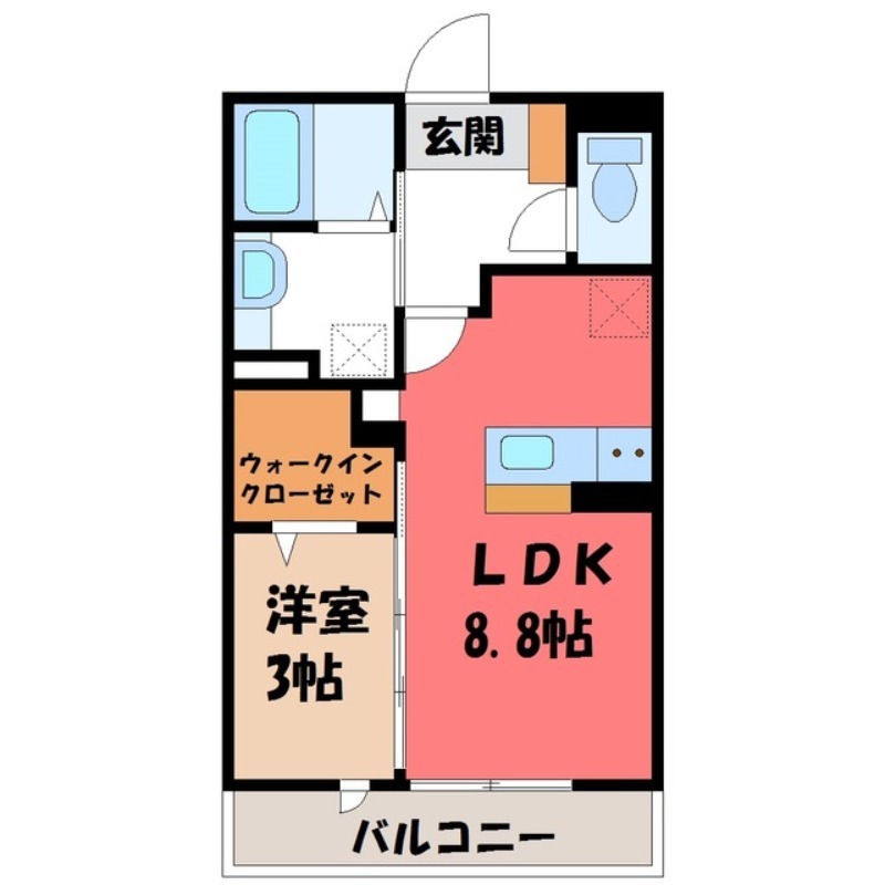 下都賀郡壬生町至宝のアパートの間取り