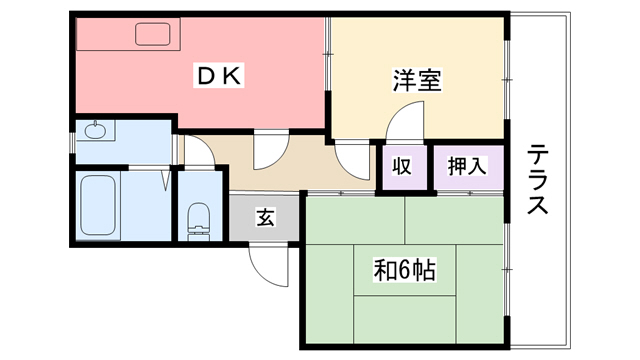 西宮市学文殿町のアパートの間取り