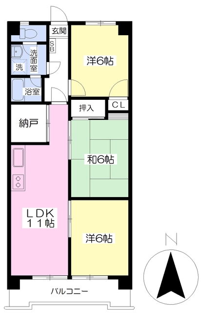 松山市朝日ケ丘のマンションの間取り