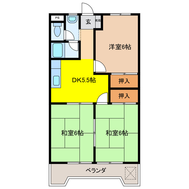 岐阜県大垣市八島町（マンション）の賃貸物件の間取り