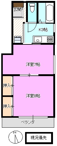 上田市中央のアパートの間取り