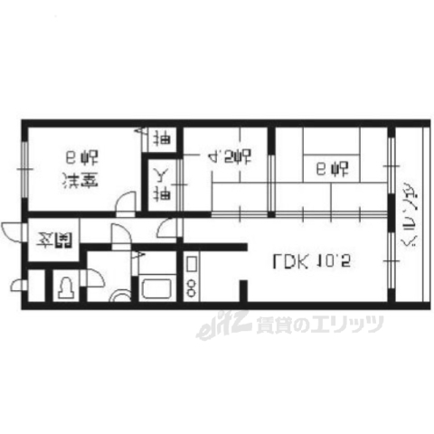 宇治市五ケ庄のマンションの間取り