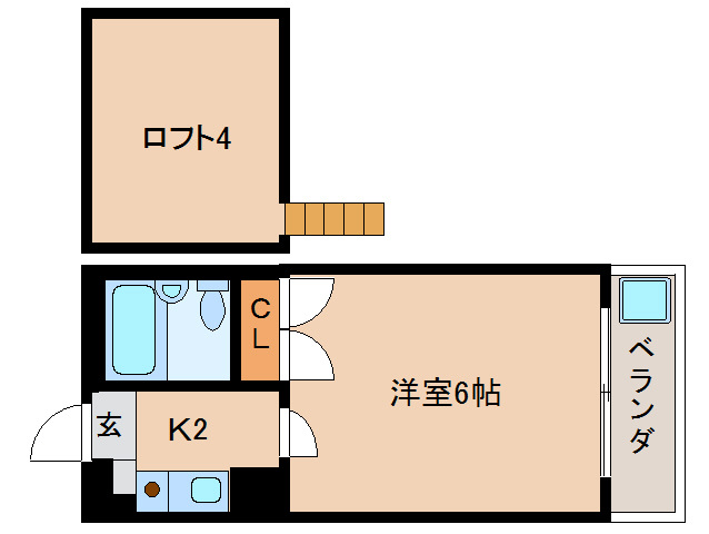 奈良市富雄元町のアパートの間取り