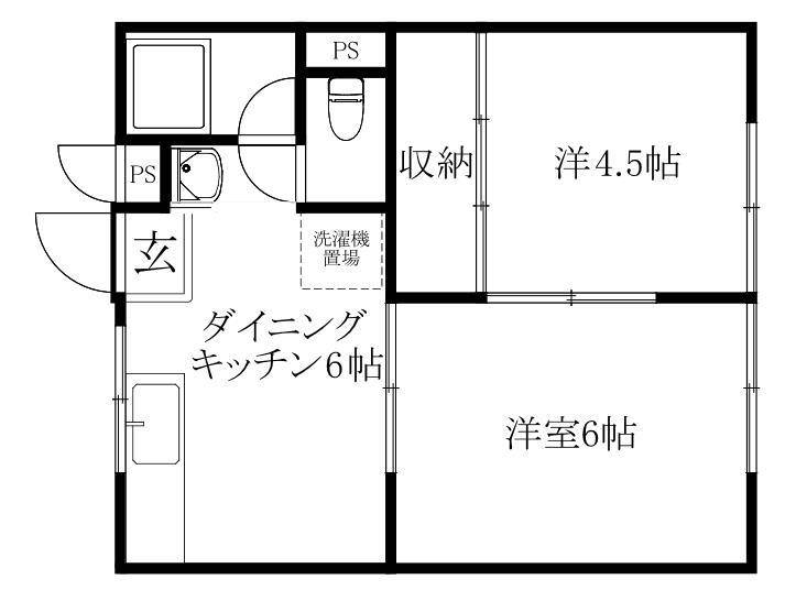 松山市北斎院町のアパートの間取り