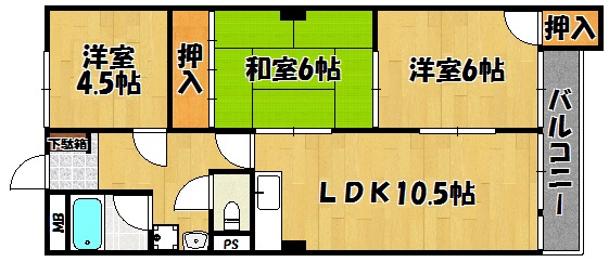 西明石グリーンハイツの間取り