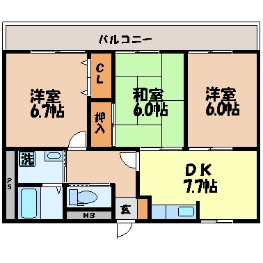 カルディア若葉　(久山町)の間取り