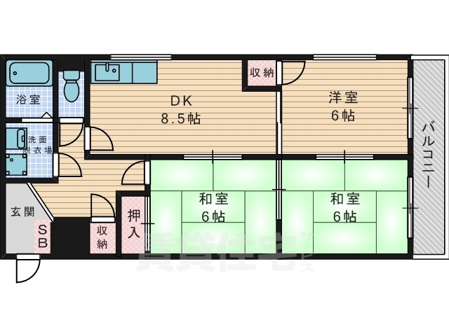 枚方市長尾西町のマンションの間取り