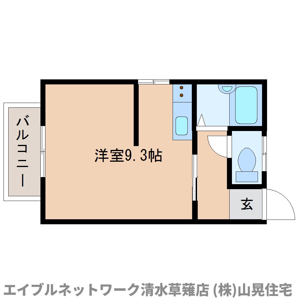 静岡市清水区草薙一里山のアパートの間取り