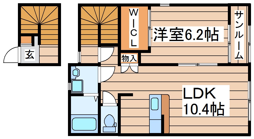 仮)七ヶ浜町松ヶ浜新築アパートの間取り