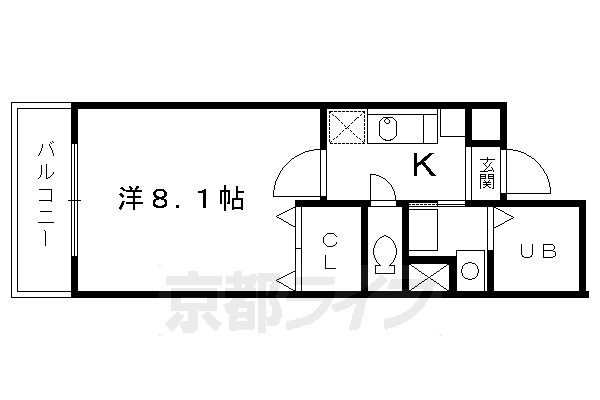 京都市中京区晴明町のマンションの間取り