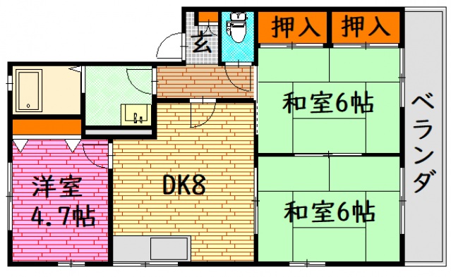 広島市安佐北区可部南のアパートの間取り