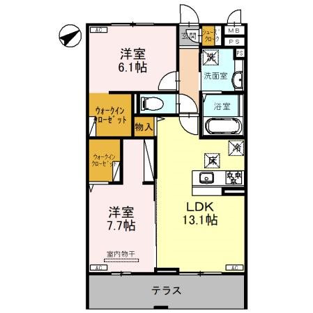 【春日部市大枝のアパートの間取り】