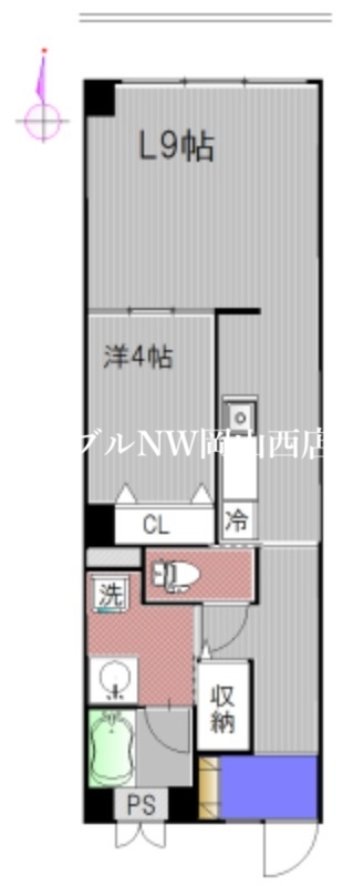 岡山市北区中山下のマンションの間取り