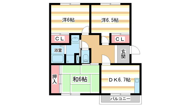 生駒市小瀬町のアパートの間取り