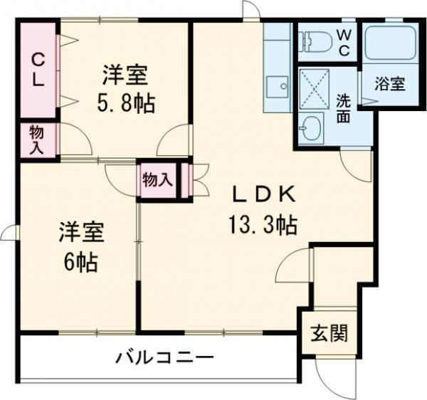 豊橋市森岡町のアパートの間取り