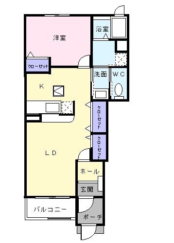 三原市小坂町のアパートの間取り