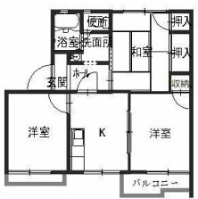 【姫路市北平野南の町のアパートの間取り】