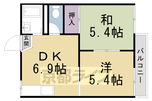 京都市伏見区下鳥羽南円面田町のアパートの間取り