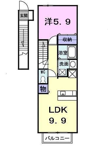 金沢市乙丸町のアパートの間取り