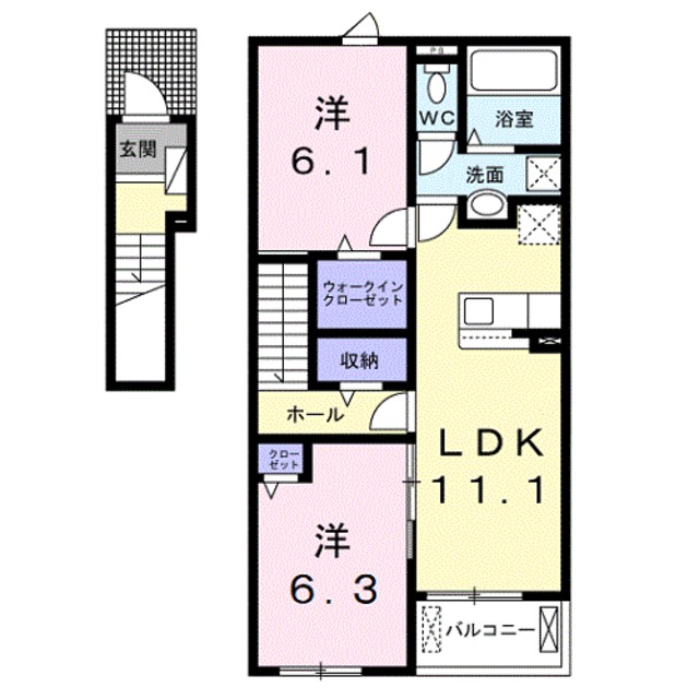 和歌山市木ノ本のアパートの間取り