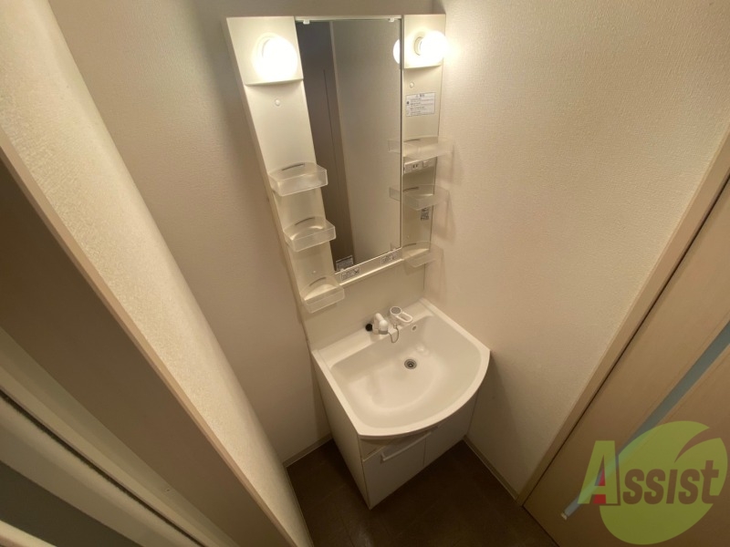 洗面設備　シャンプードレッサー。身支度はここでばっちりですね。