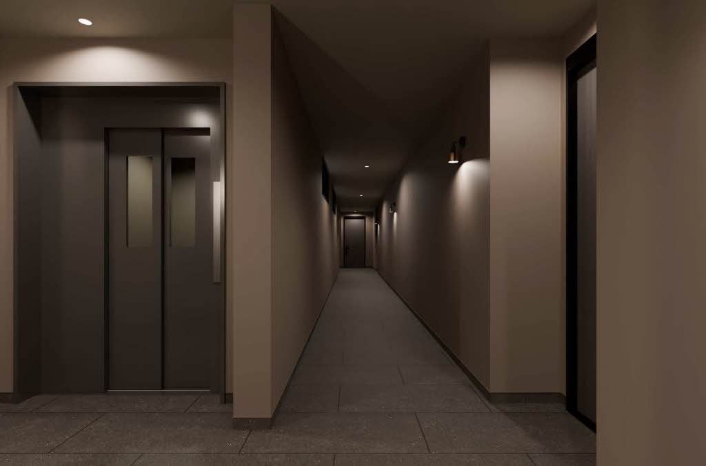 建物外観　完成予想図（１階廊下）