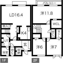 六麓荘ヒルズ F棟の間取り写真