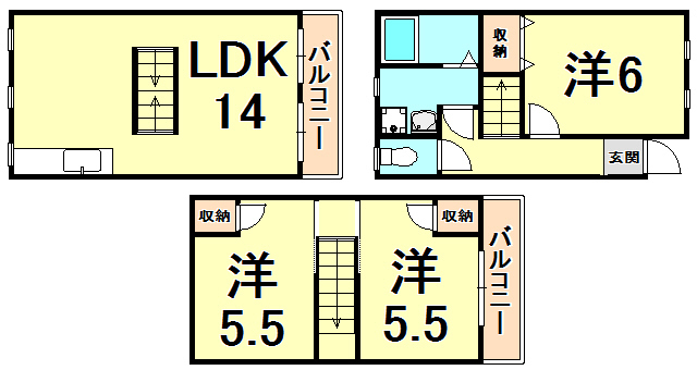 クレスト甲東園A棟の間取り写真