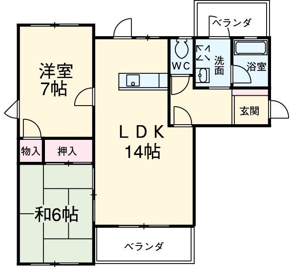 豊橋市中岩田のマンションの間取り