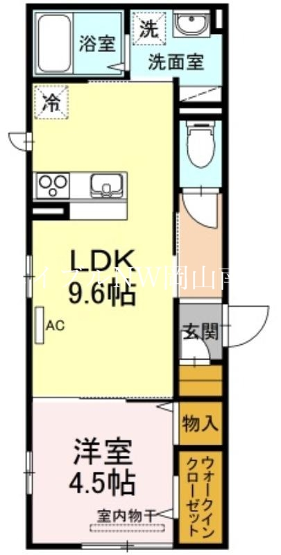 【岡山市北区桑田町のアパートの間取り】