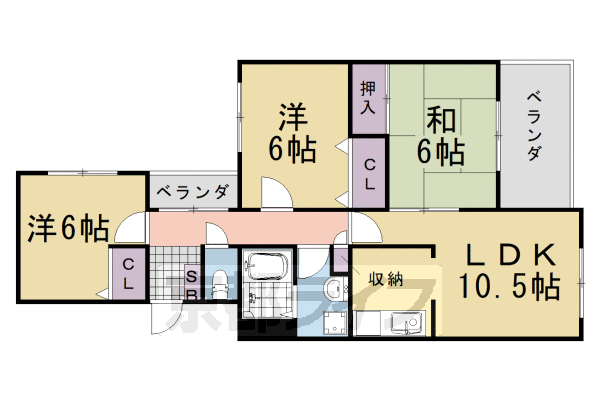 京都市西京区山田北山田町のマンションの間取り