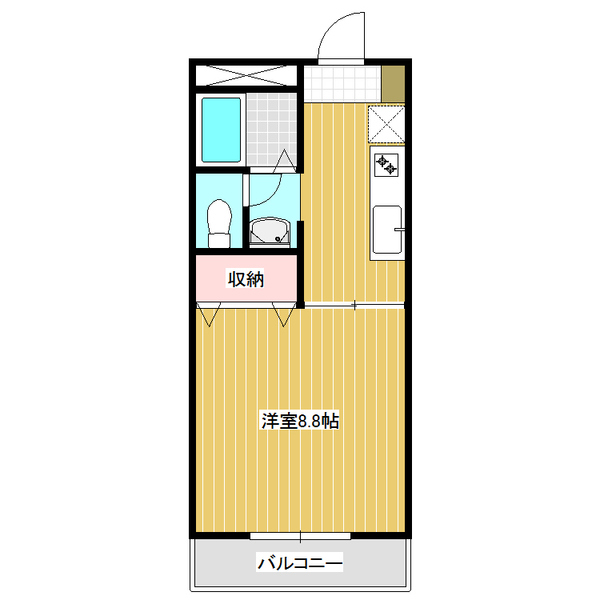 岡山市中区さいのアパートの間取り