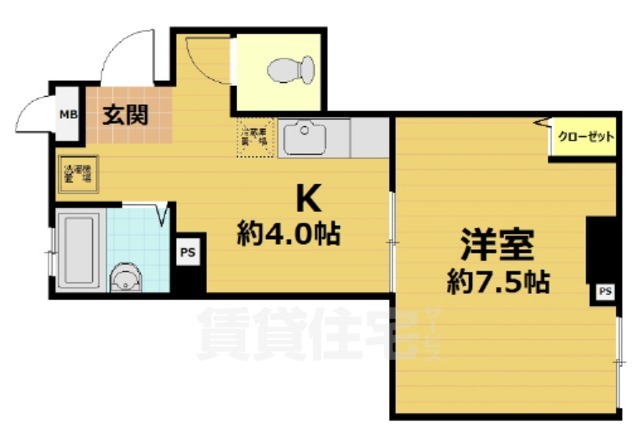 京都市南区東九条東御霊町のマンションの間取り